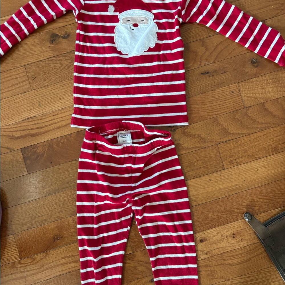 Festive Red Striped Santa Kids Pajama Set